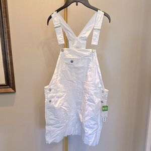 Tinseltown White Denim cotton Overalls shorts NWT L